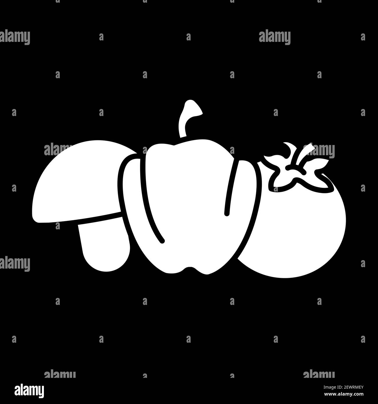 Fresh vegetables dark mode glyph icon Stock Vector