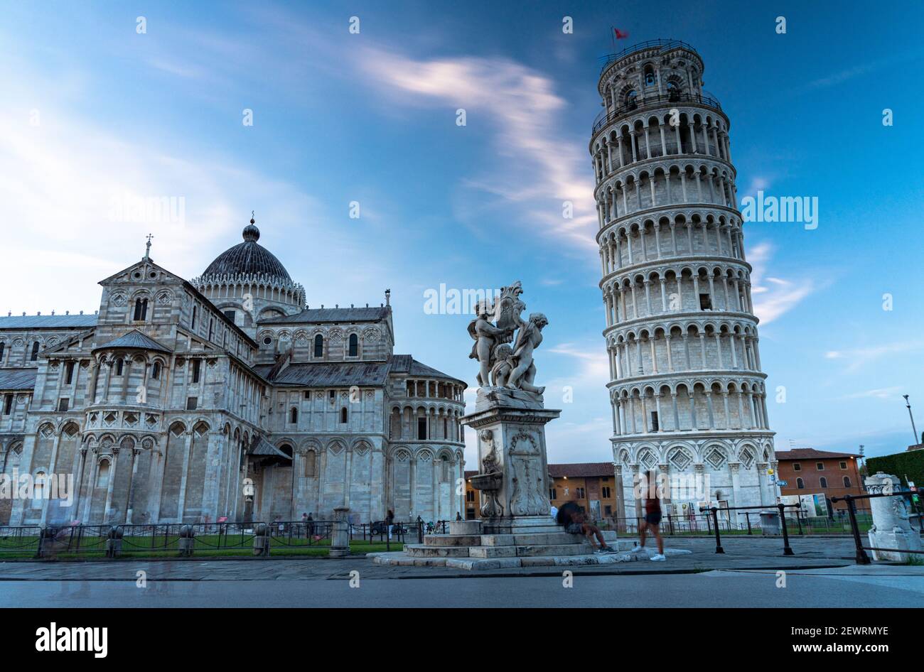 The famous Piazza dei Miracoli with Pisa Cathedral (Duomo) and Leaning Tower, UNESCO World Heritage Site, Pisa, Tuscany, Italy, Europe Stock Photo
