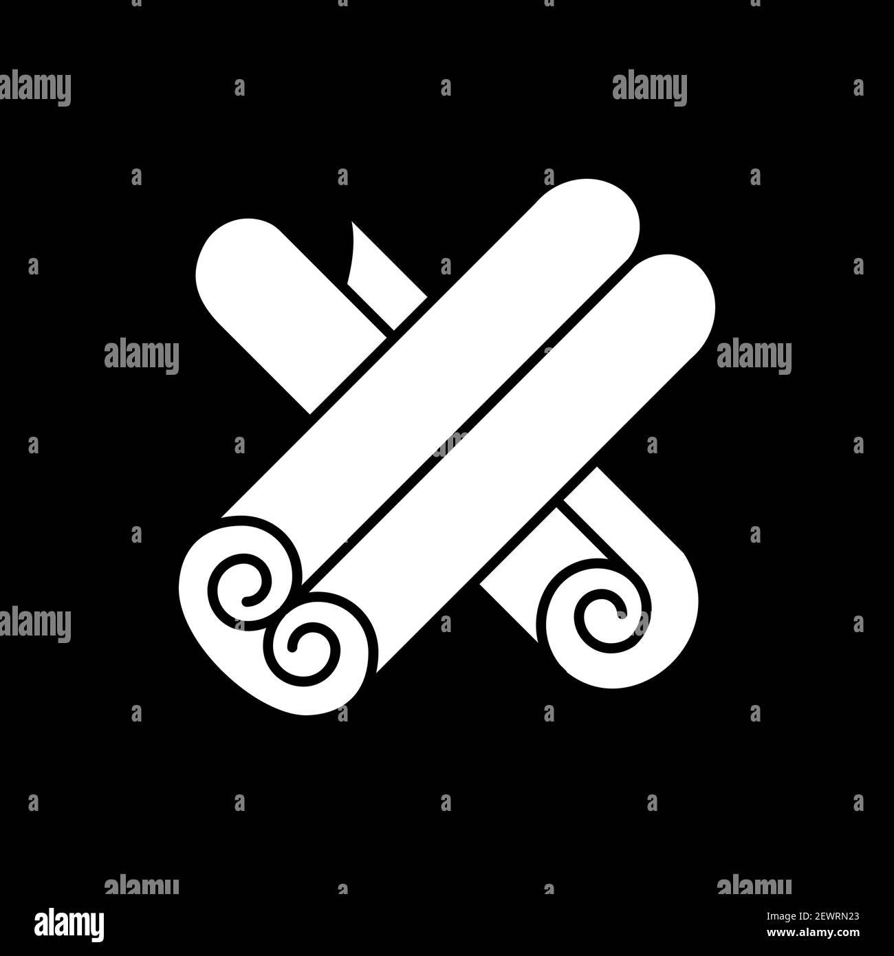 Cinnamon sticks dark mode glyph icon Stock Vector