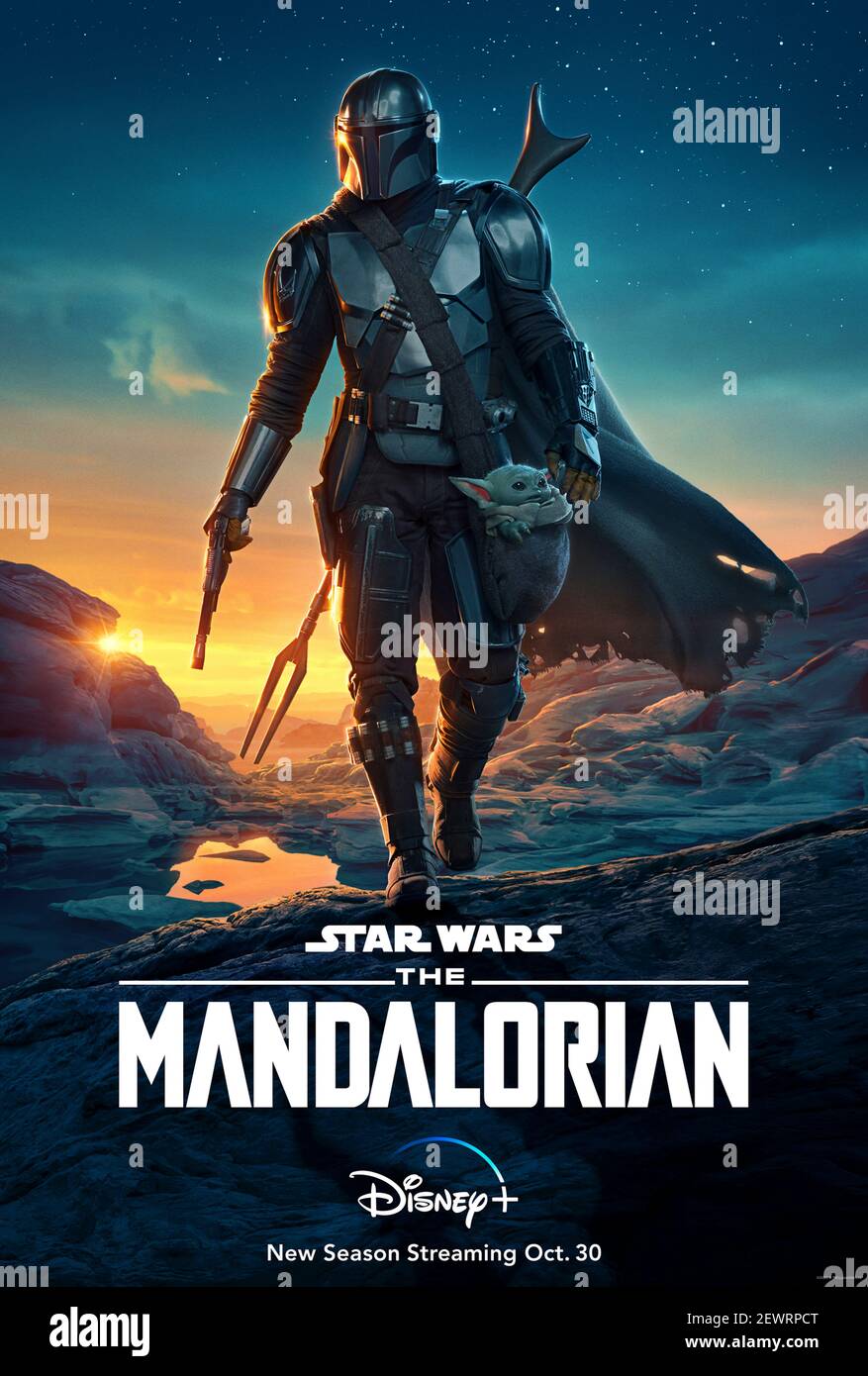Star Wars: The Mandalorian (2020) season 2 created by Jon Favreau and starring Pedro Pascal, Carl Weathers and Gina Carano. The adventures of a lone bounty hunter continues Stock Photo