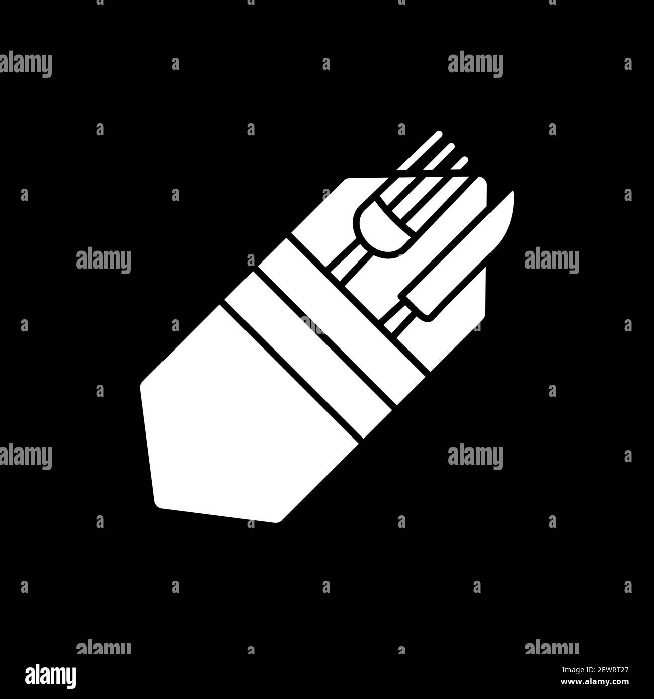 Tableware dark mode glyph icon Stock Vector