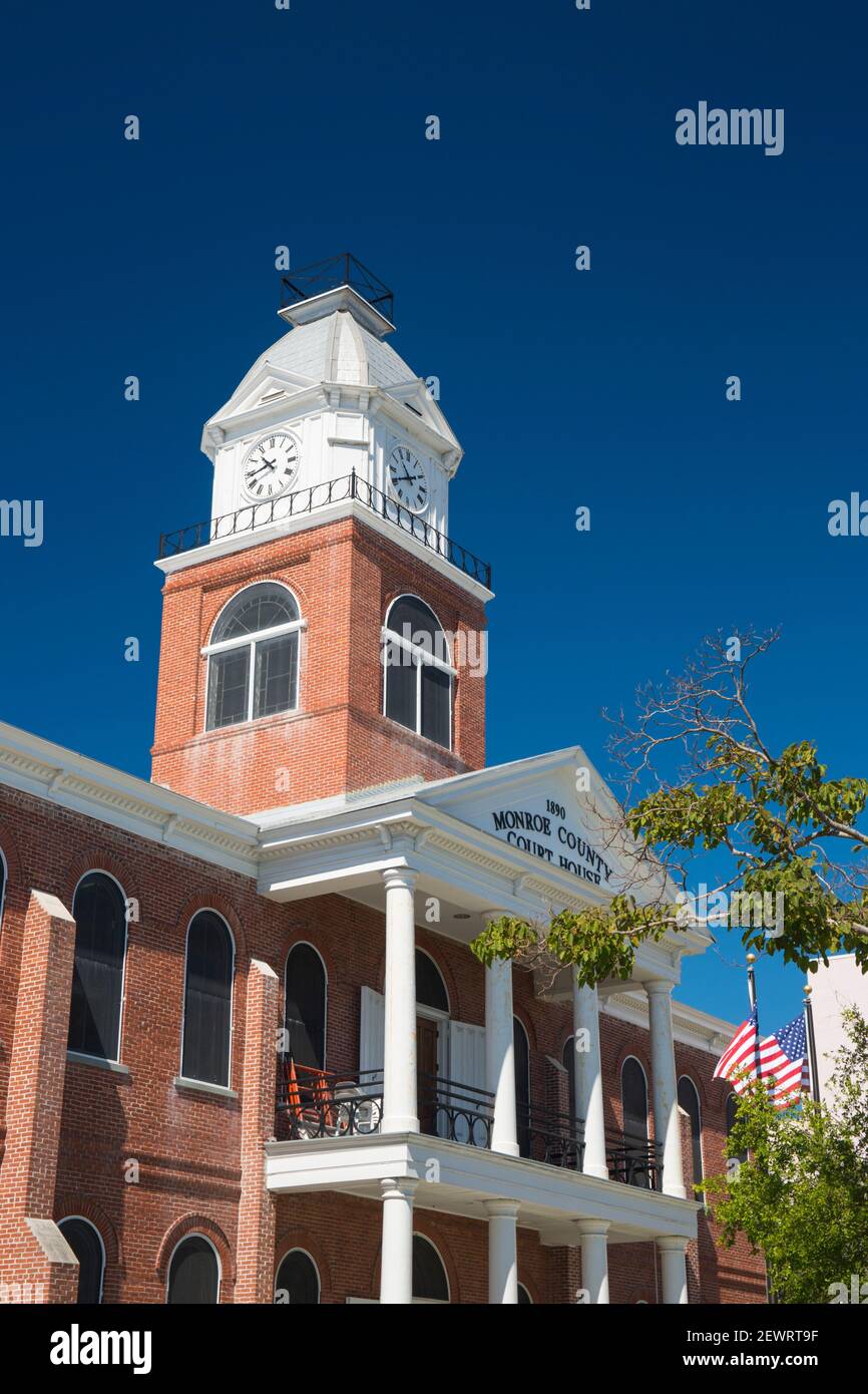 Victorian brick-built clock tower of the Monroe County Court House, Old Town, Key West, Florida Keys, Florida, United States of America, North America Stock Photo