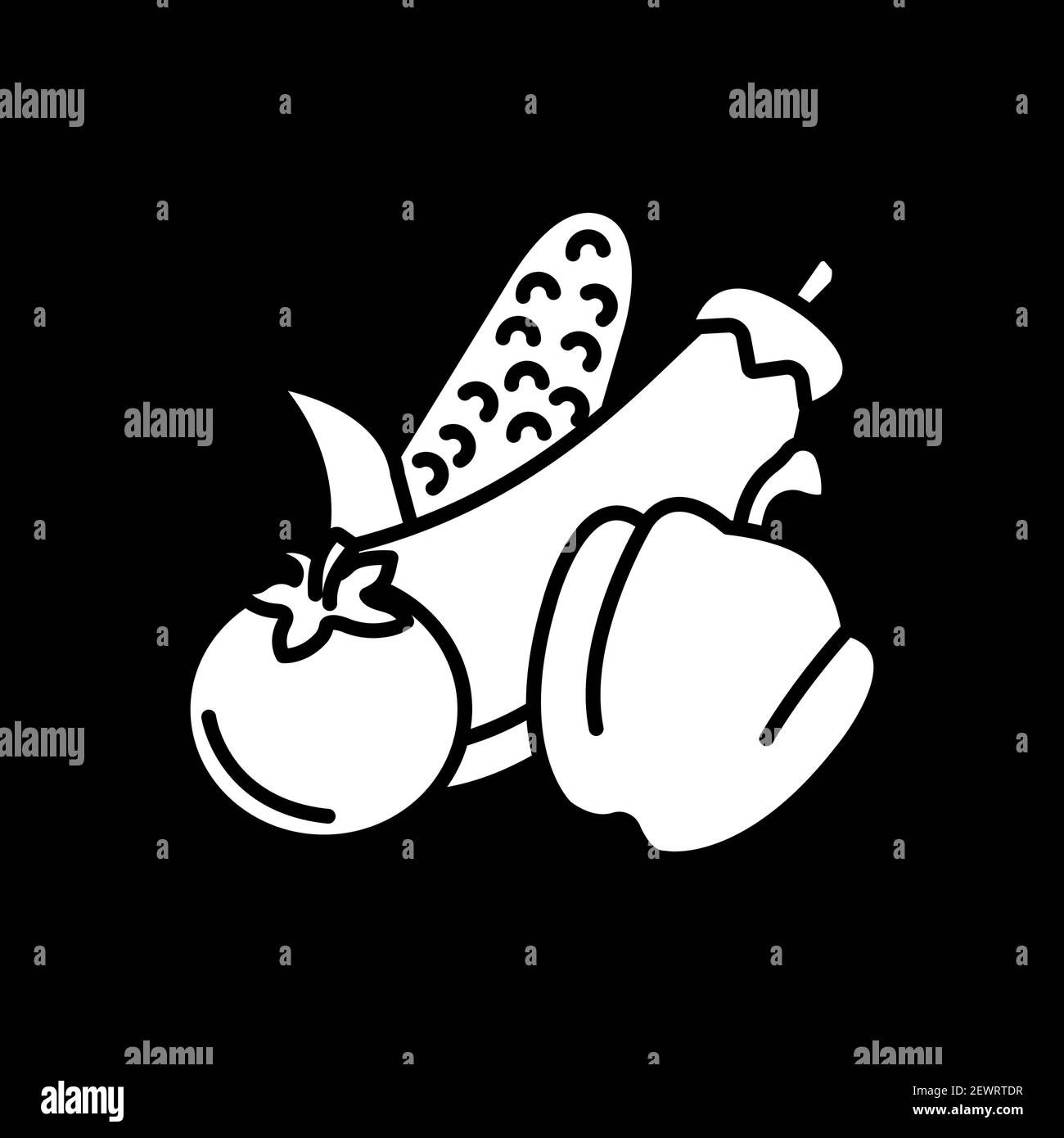Fresh vegetables dark mode glyph icon Stock Vector