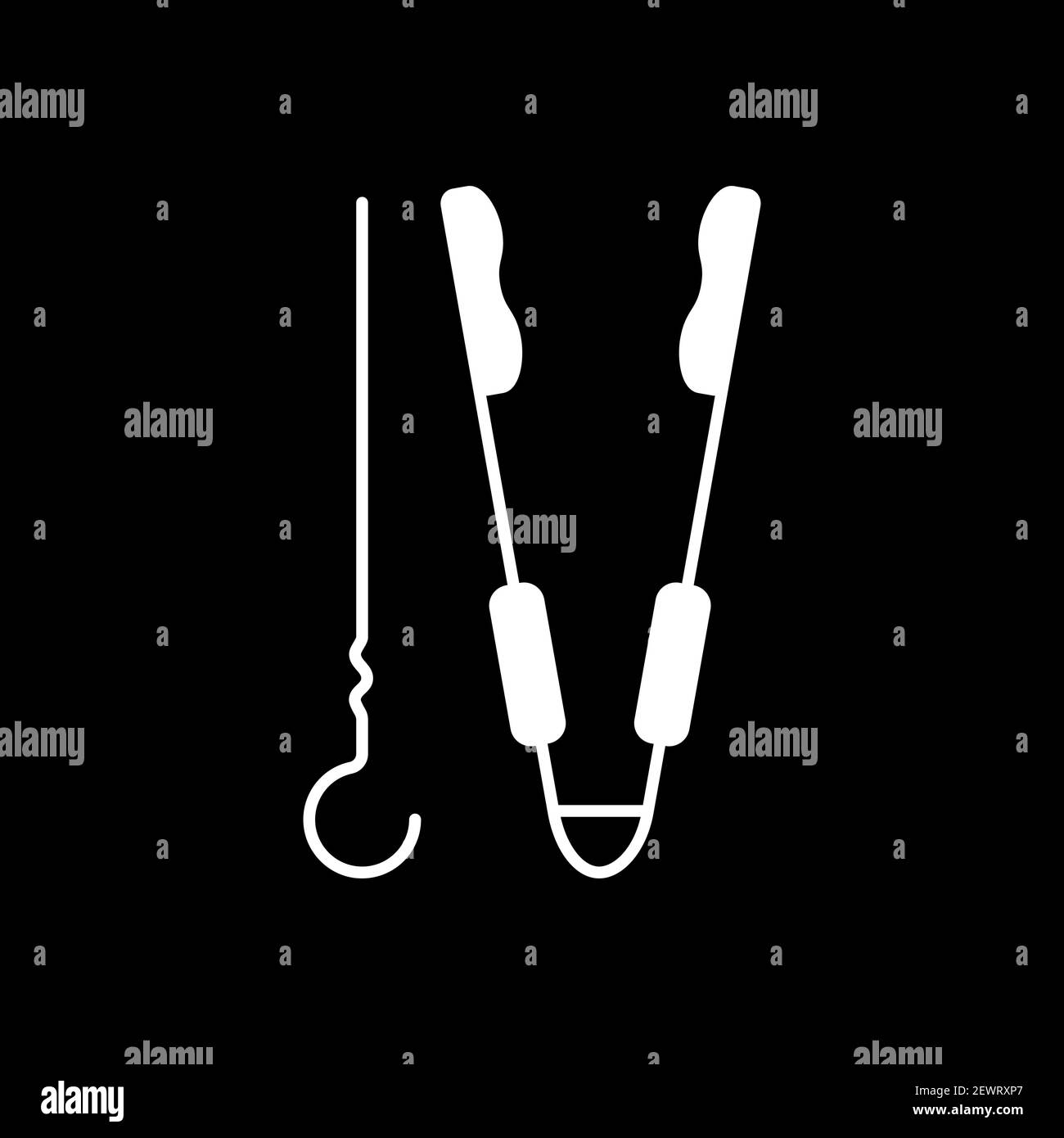 Barbeque utensils dark mode glyph icon Stock Vector