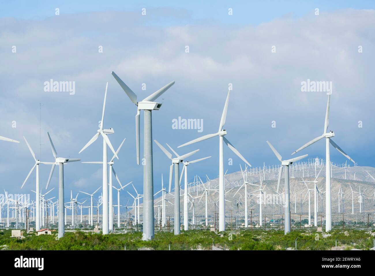 Wind turbines generating electricity, Santa Barbara, California, United States of America, North America Stock Photo