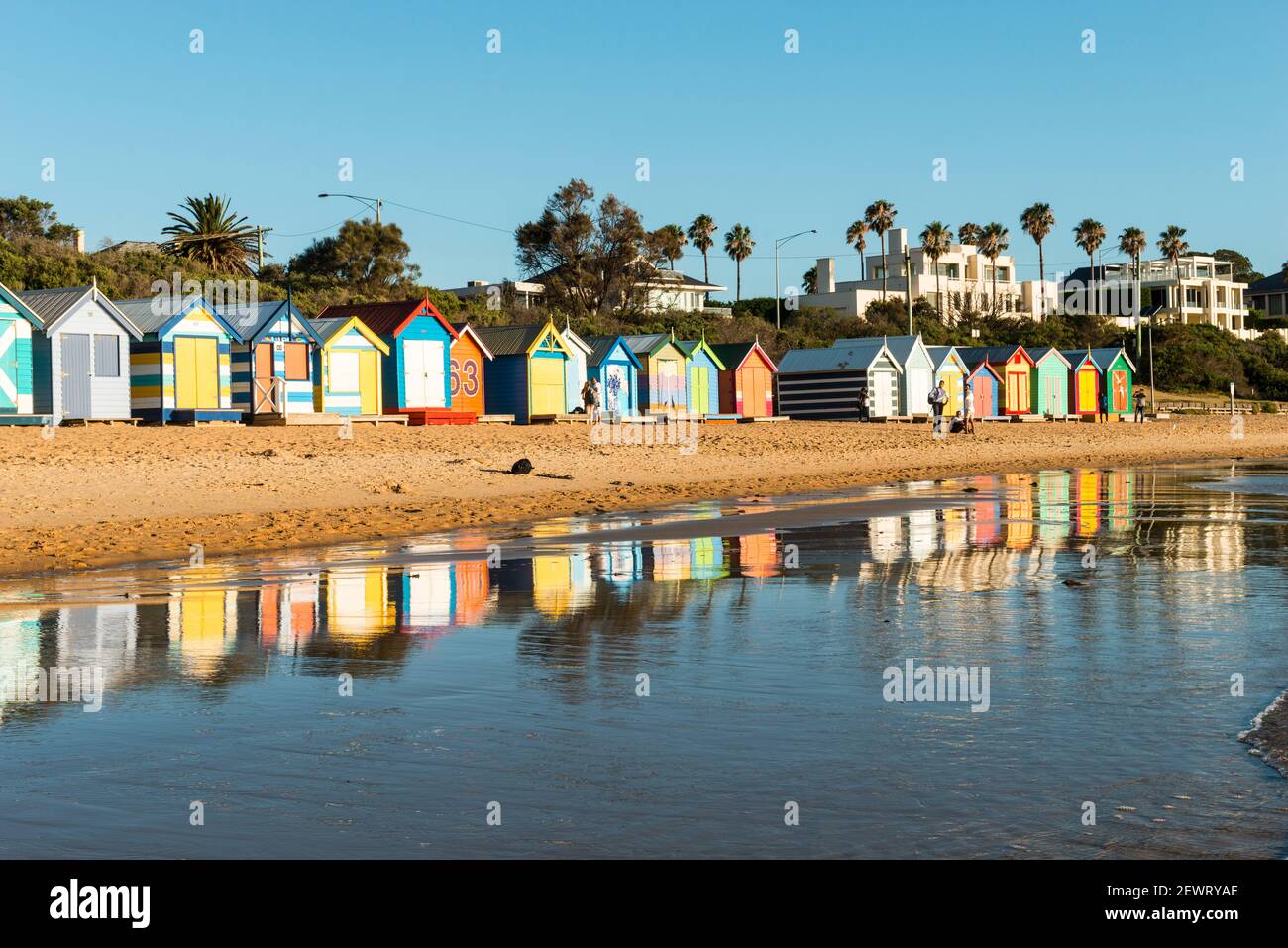 Bathing boxes (beach huts), Brighton, Port Phillip Bay, Victoria, Australia, Pacific Stock Photo