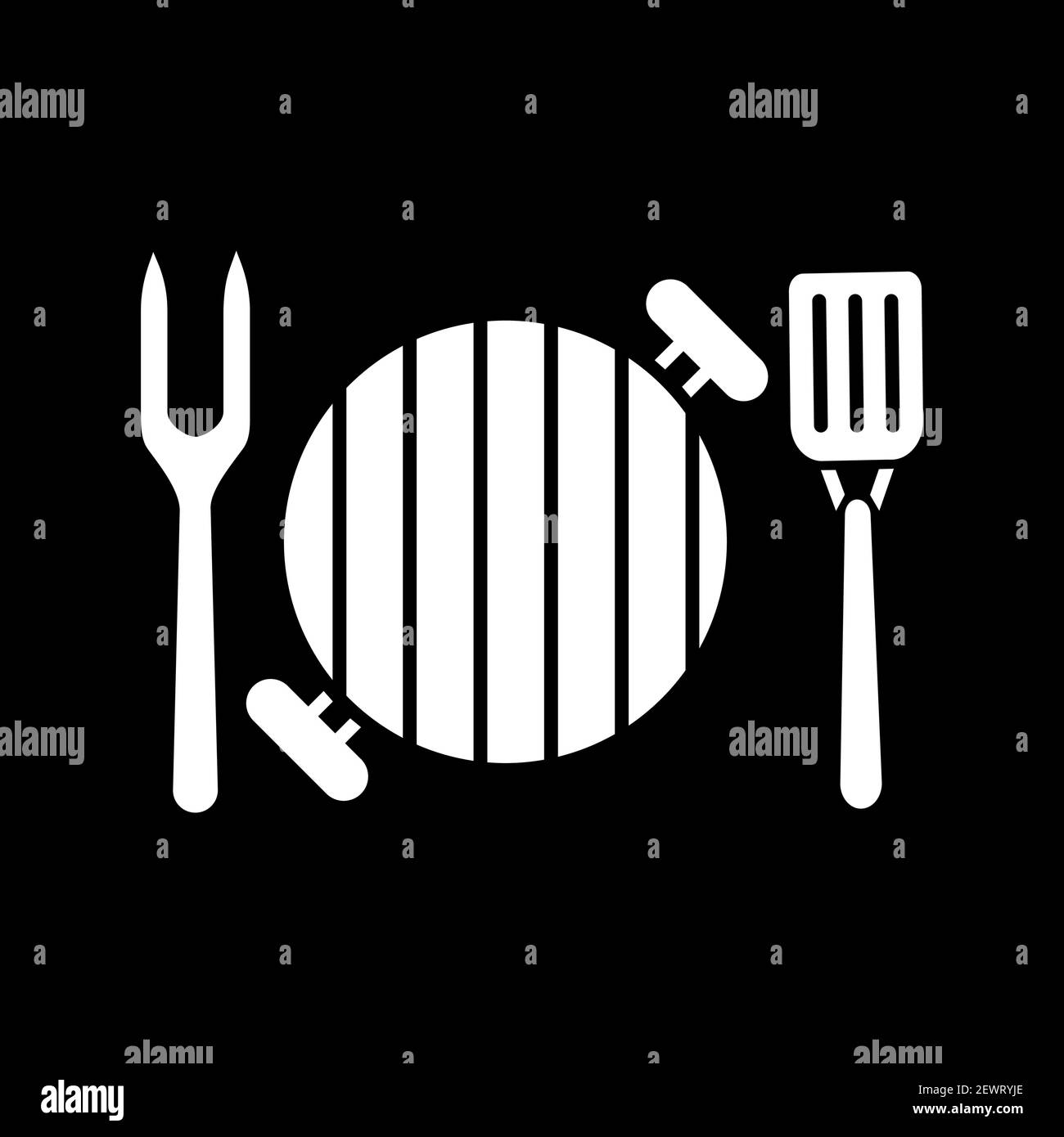 Barbecue utensils dark mode glyph icon Stock Vector