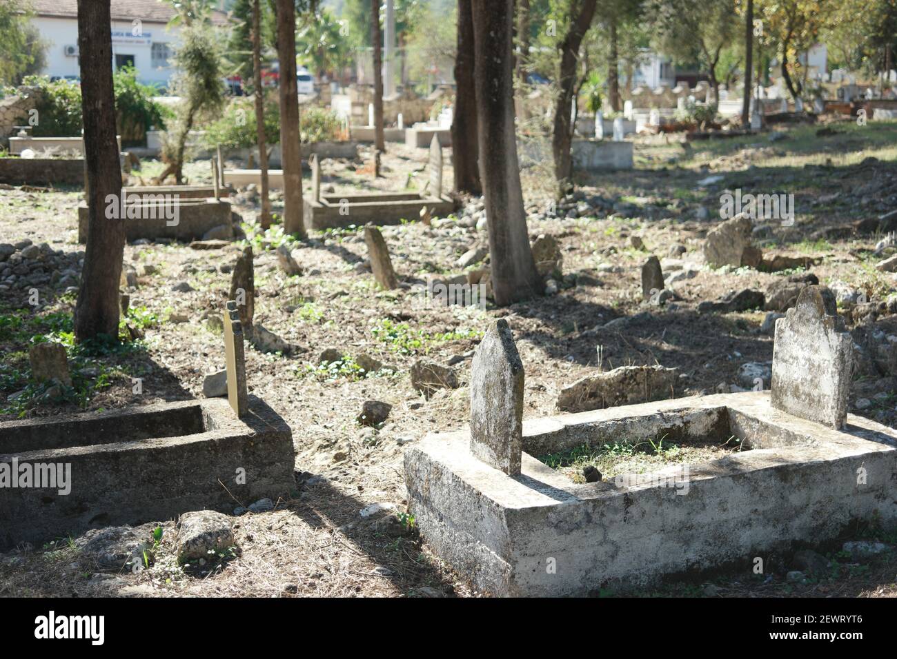 Old Islamic graveyard in Turkey. Stock Photo