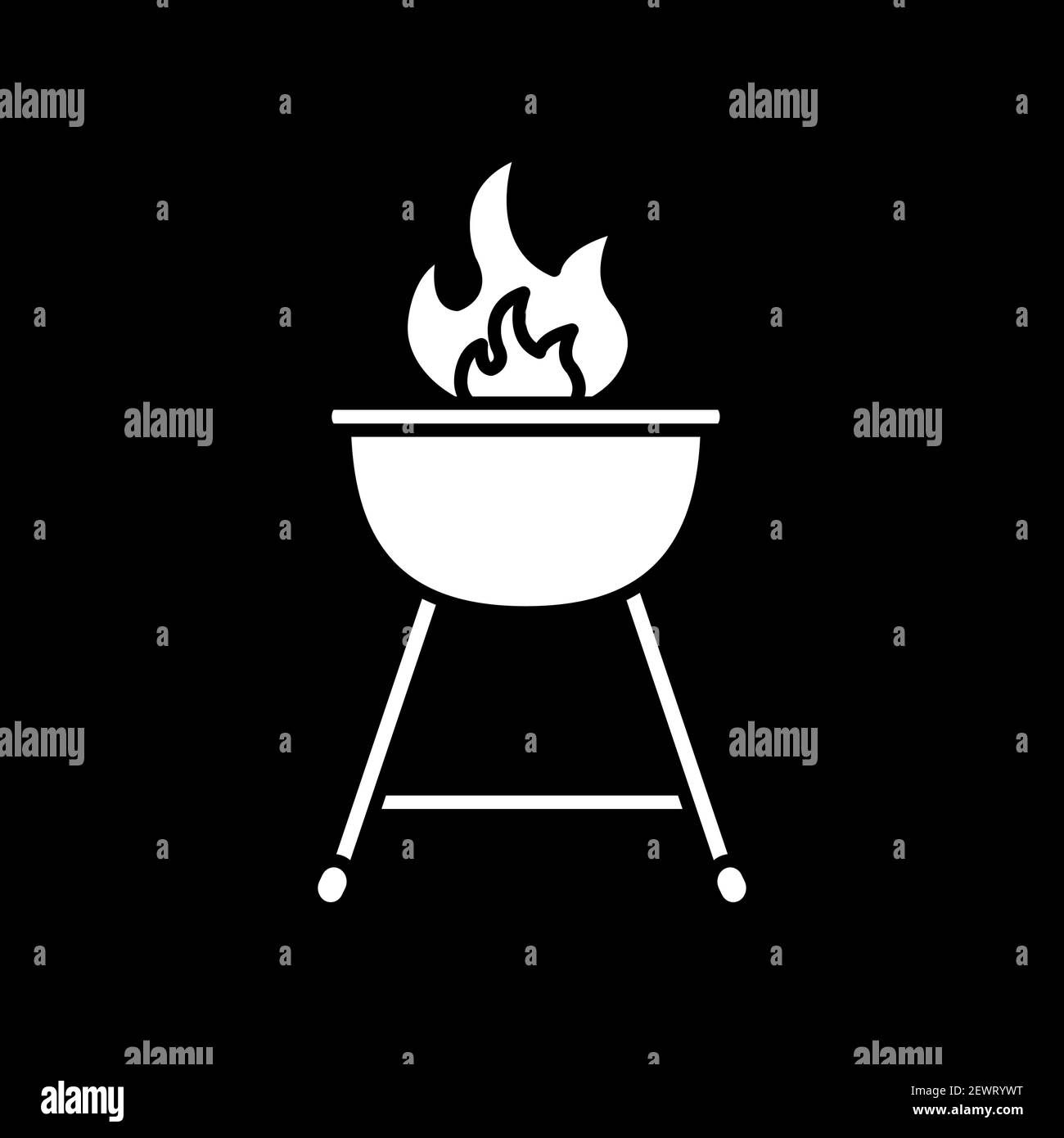 Barbecue dark mode glyph icon Stock Vector