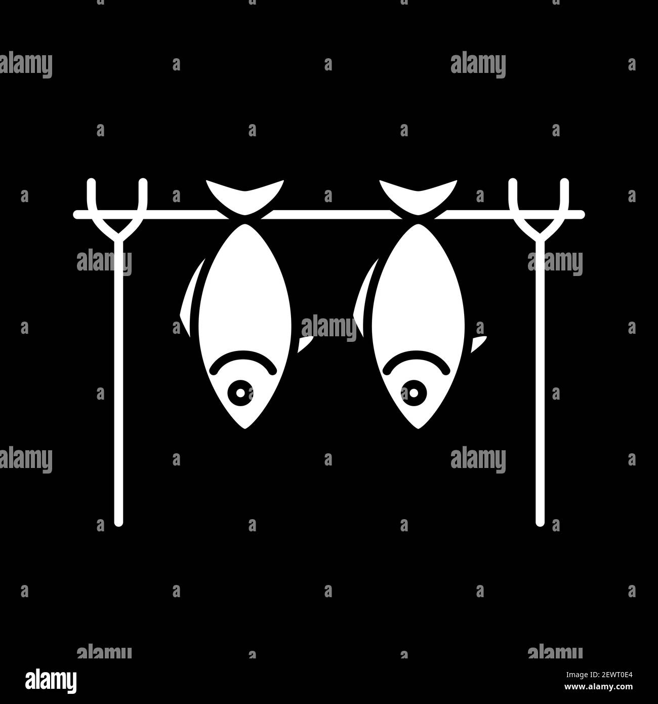 Smoked fish dark mode glyph icon Stock Vector