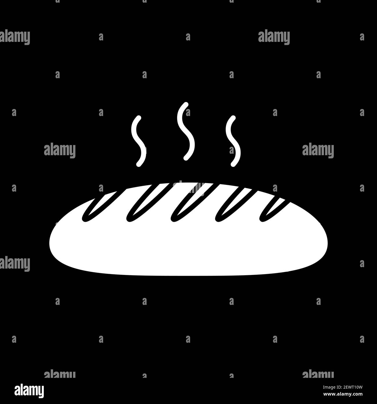 Hot bread dark mode glyph icon Stock Vector
