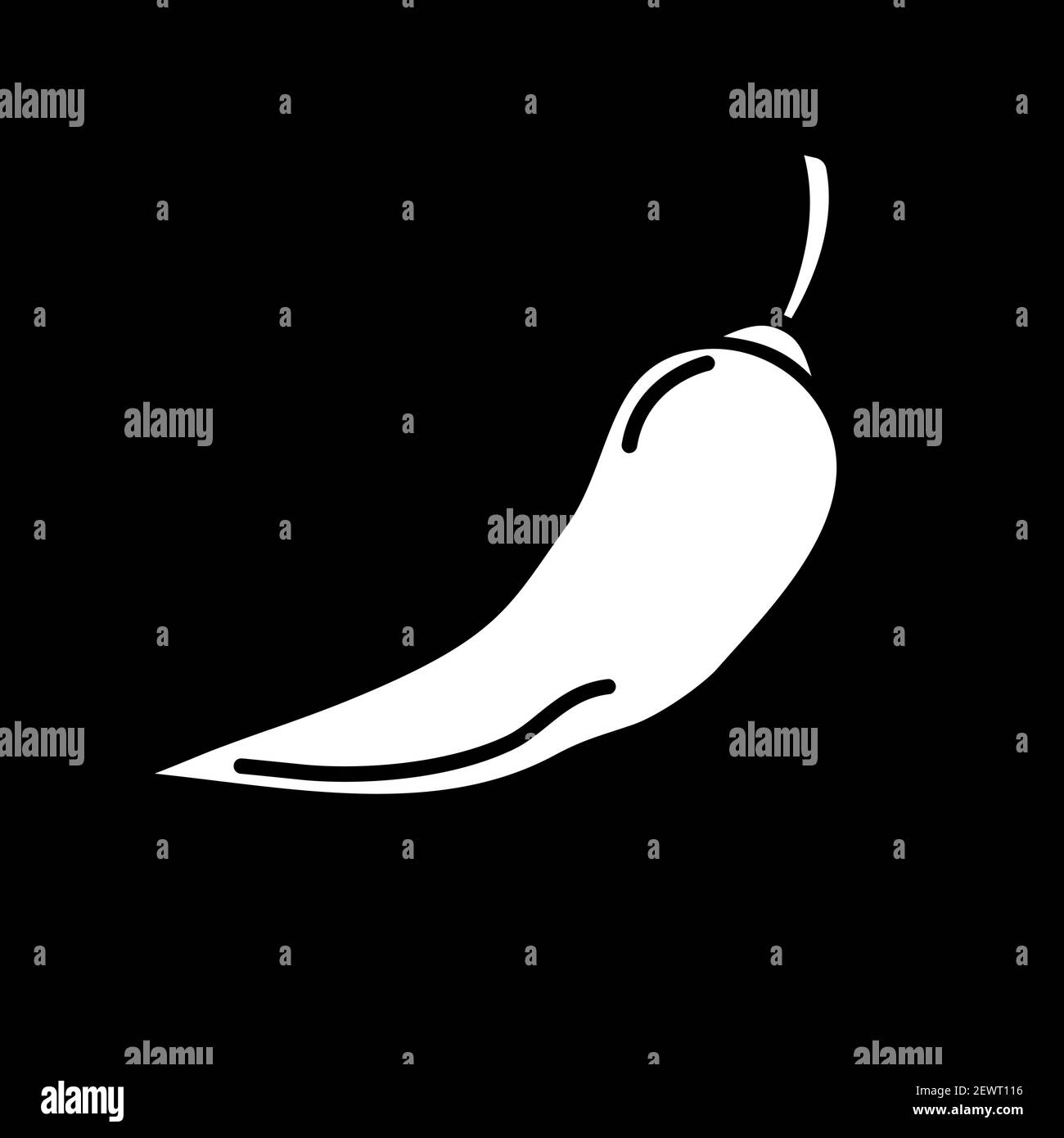 Chili pepper dark mode glyph icon Stock Vector