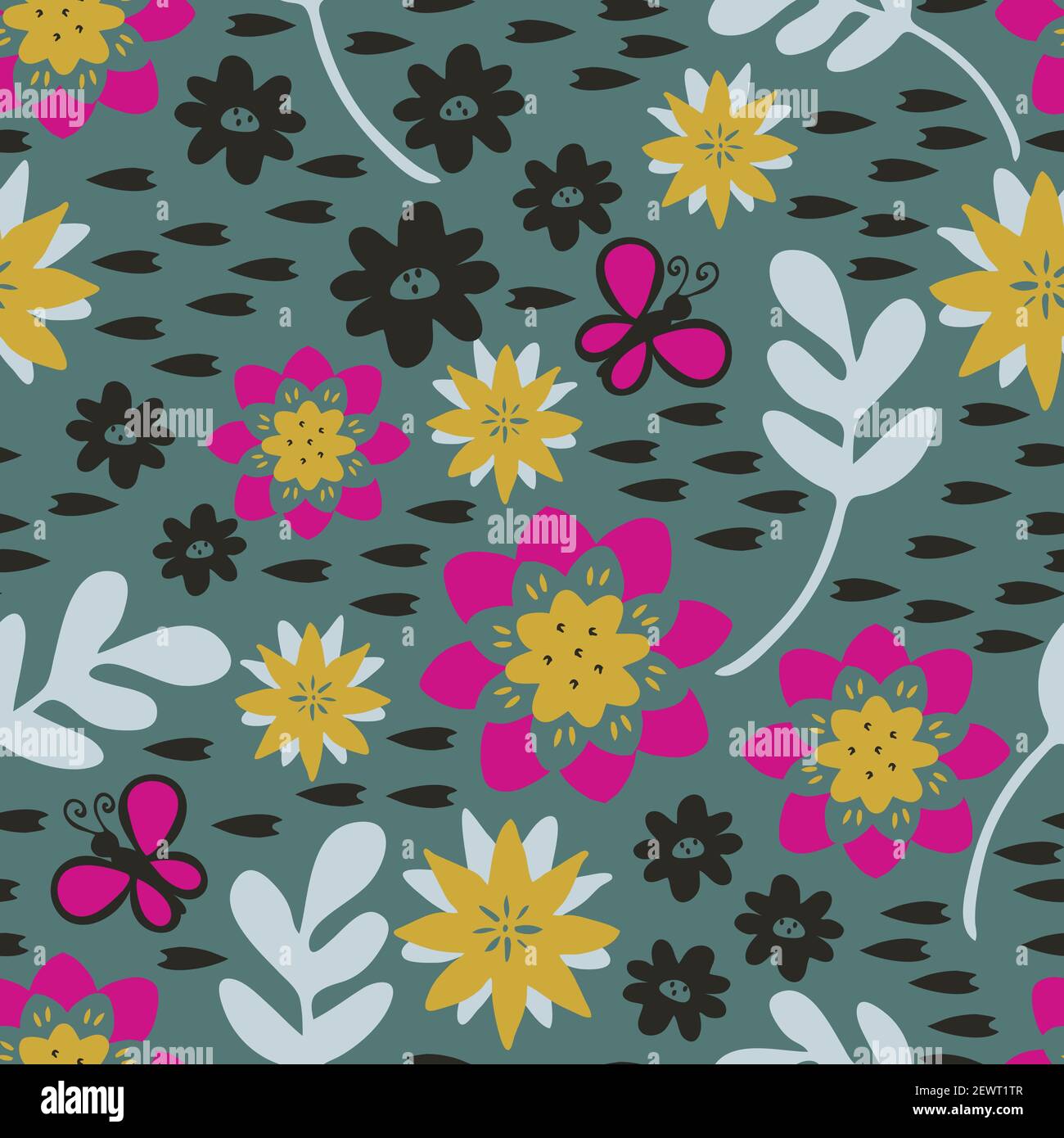 Seamless vector pattern with flowers on light blue background. Simple  floral wallpaper design. Elegance fashion textile Stock Vector Image & Art  - Alamy