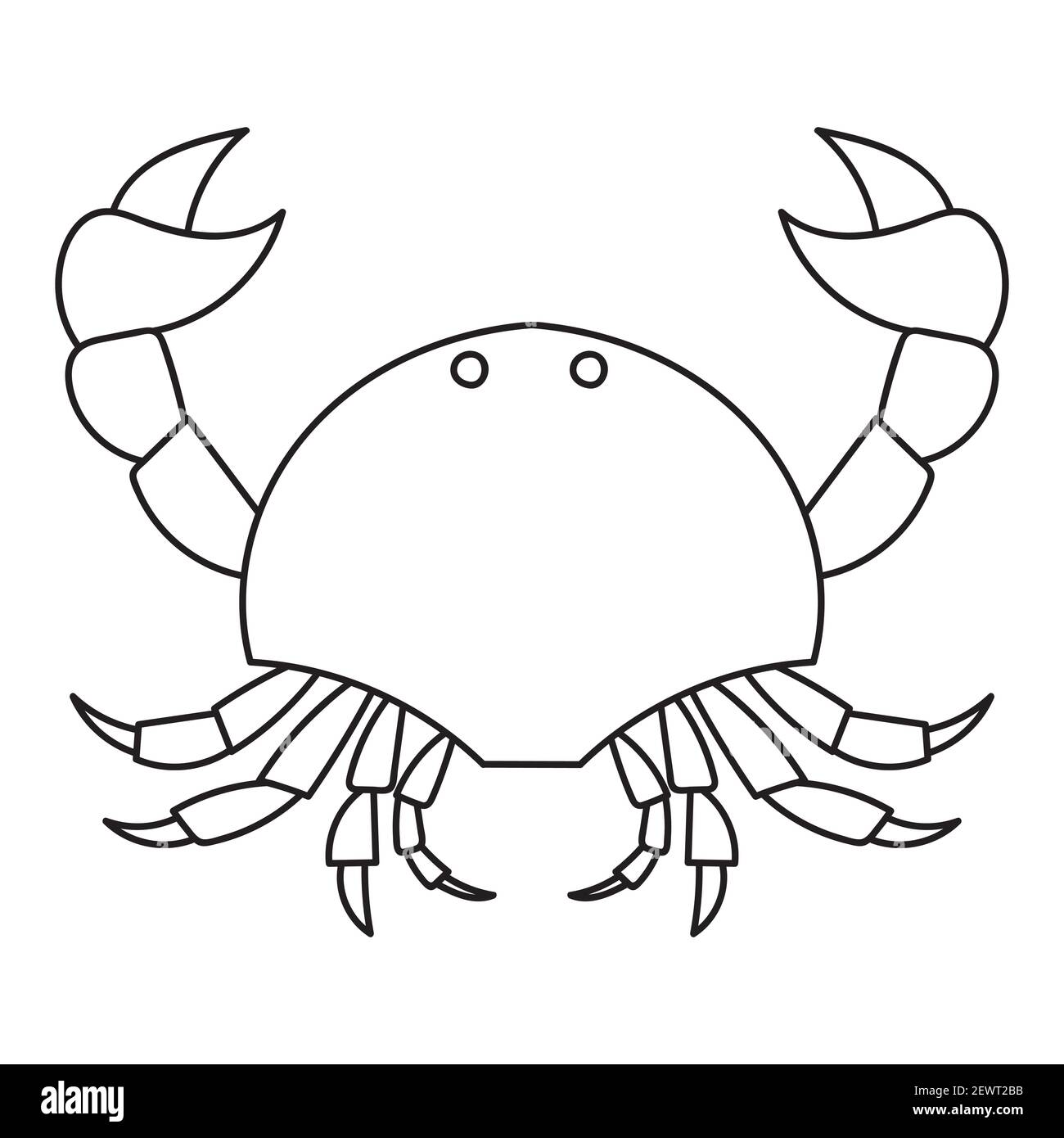 Crab graphic icon. Sea crab black contour isolated on white background