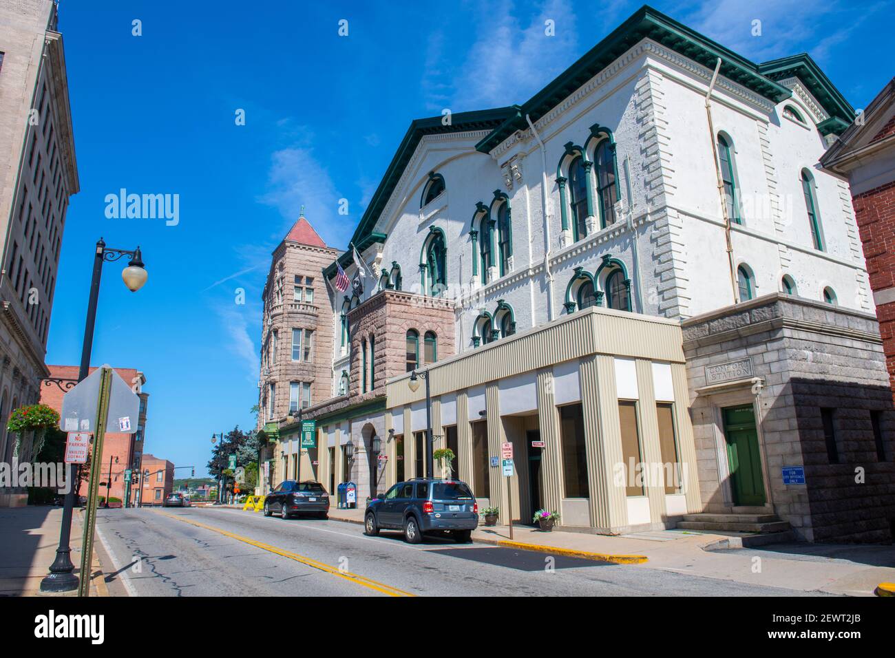 Woonsocket city hall on Main Street in downtown Woonsocket, Rhode Island RI, USA. Stock Photo