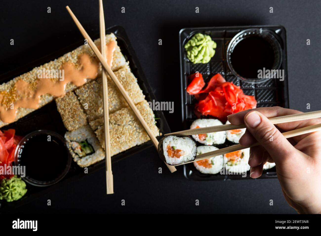 Plastic Food Container with Sushi from Restaurant on Isolated