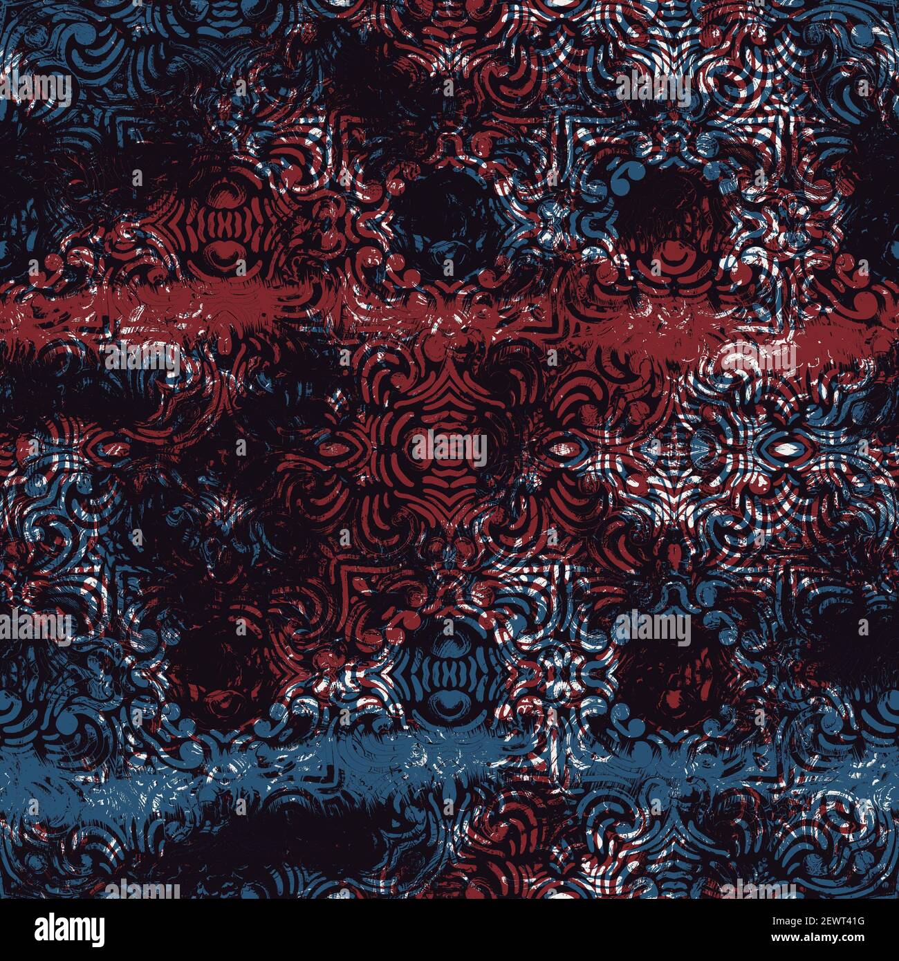 Seamless abstract pattern in red blue black white Stock Photo - Alamy