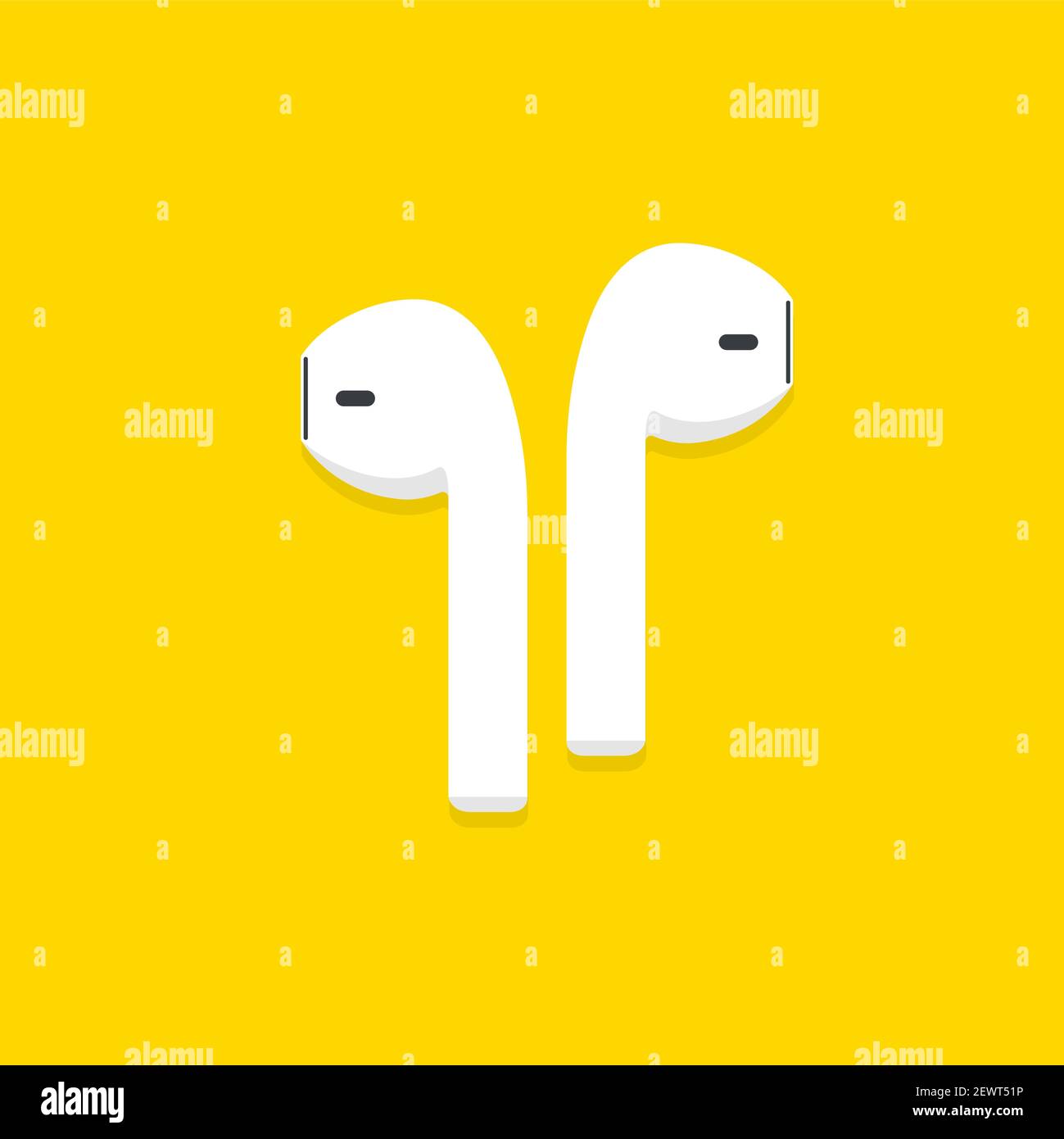 Wireless headphones on yellow background. Stock Vector