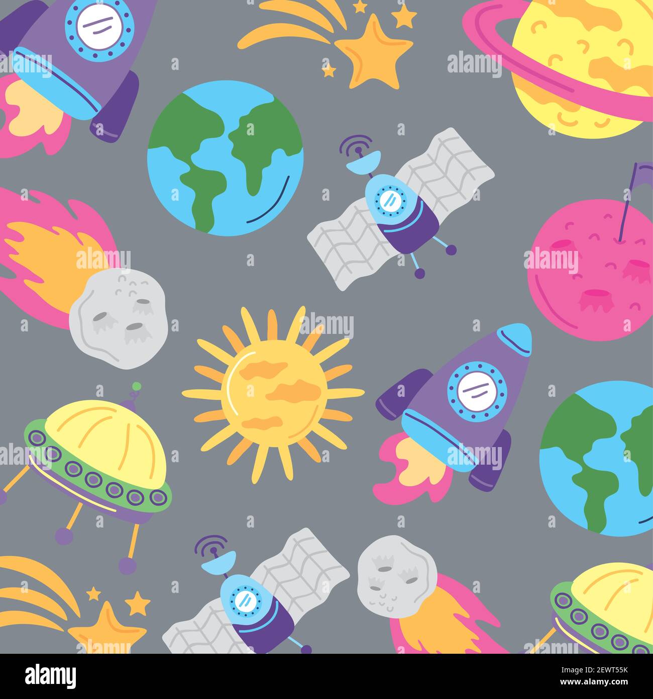 cute space set icons pattern Stock Vector Image & Art - Alamy