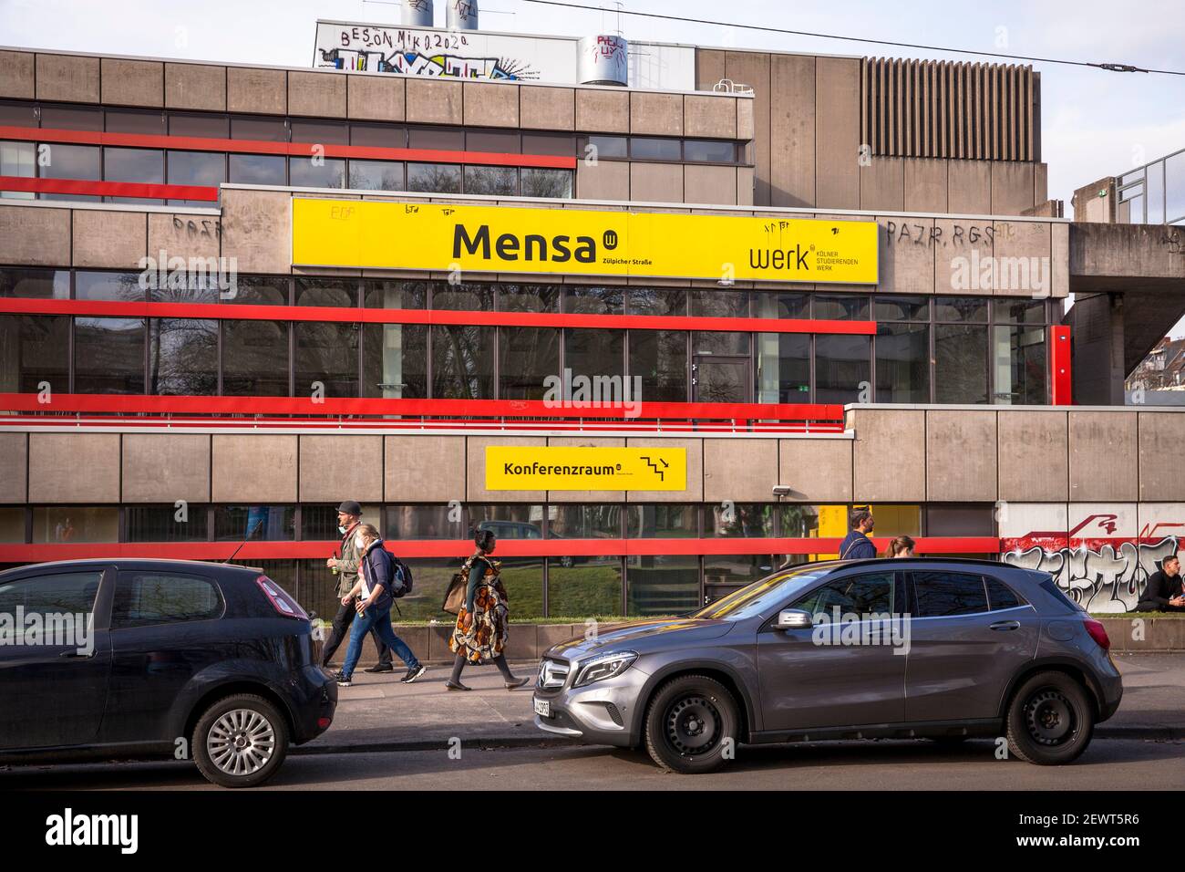 main canteen of the university on Zuelpicher street, Cologne, Germany.  Hauptmensa der Universitaet an der Zuelpicher Strasse, Koeln, Deutschland. Stock Photo