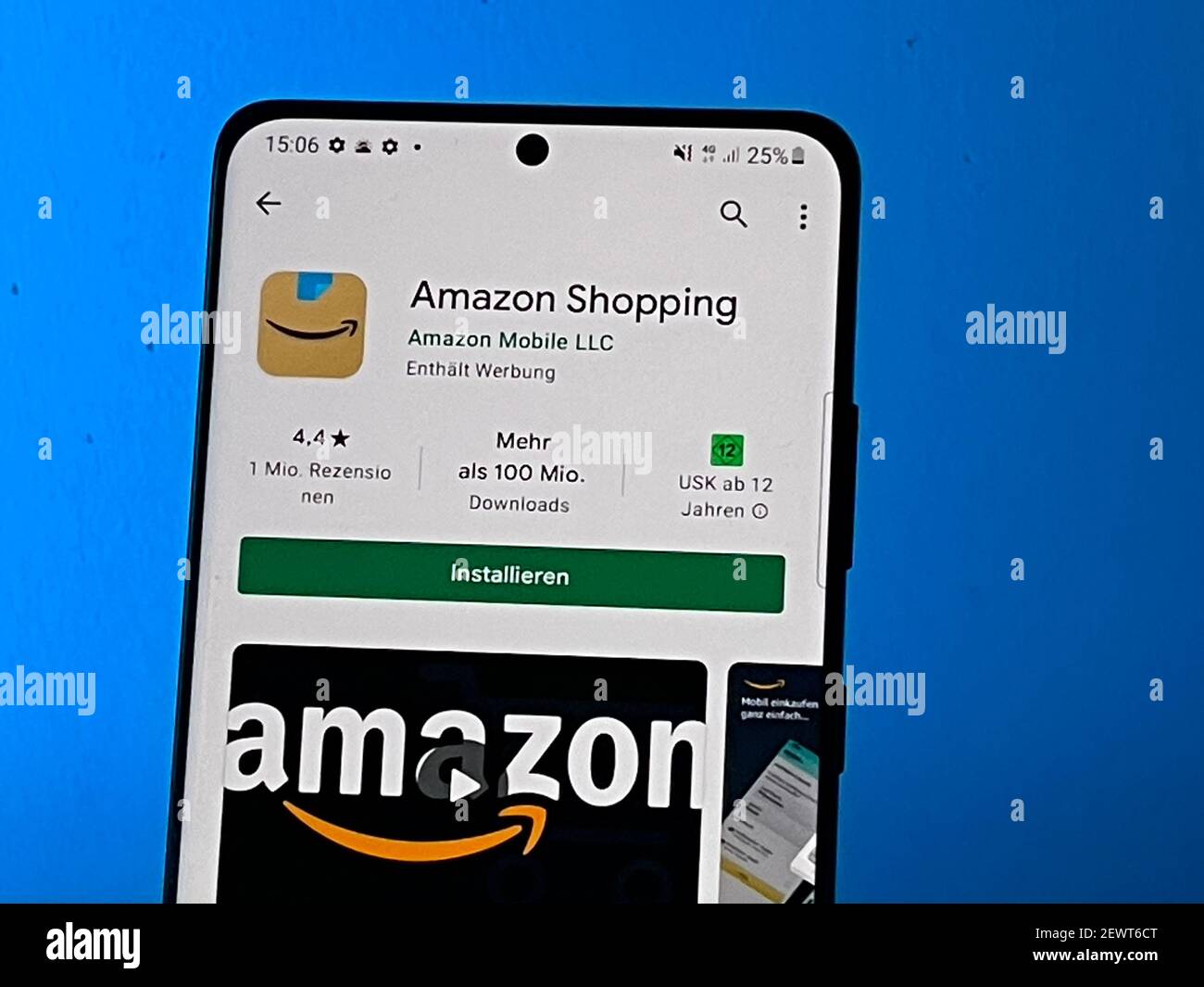 Berlin, Germany. 03rd Mar, 2021. The Amazon shopping app in the Google Play  Store on an Android smartphone with the new app logo. Amazon had adapted  the new symbol of its smartphone