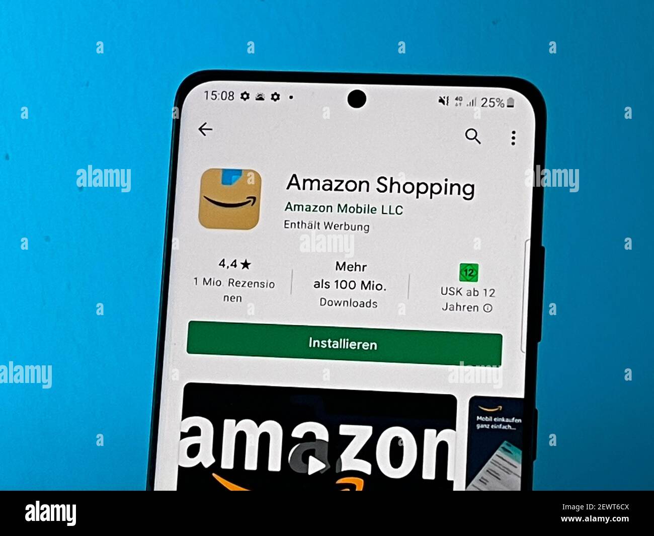 Berlin, Germany. 03rd Mar, 2021. The Amazon shopping app in the Google Play  Store on an Android smartphone with the new app logo. Amazon had adapted  the new symbol of its smartphone