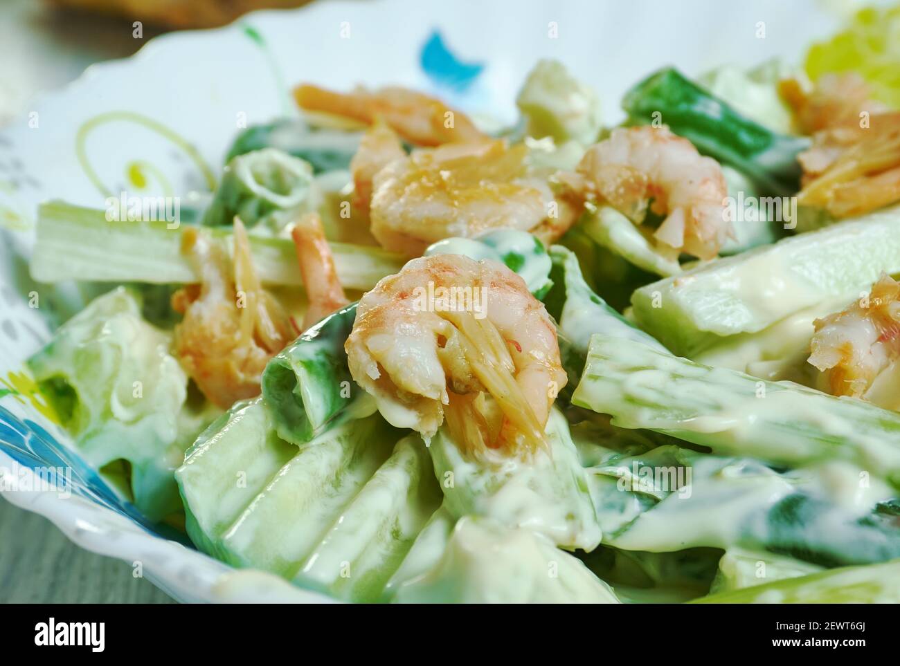 Creamy Shrimp, Cucumber and Celery Salad close up Stock Photo - Alamy
