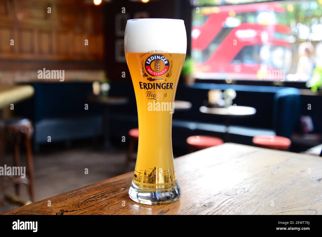 A pint of Erdinger beer in a pub in Camden, London Stock Photo