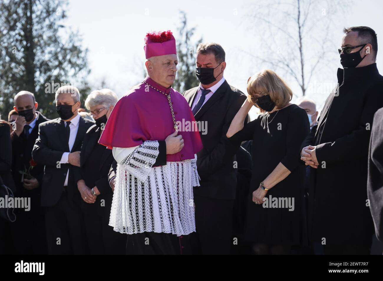 Funeral of Zagreb Mayor Milan Bandic, who died on February 28, 2021 from a heart attack at Zagreb's Mirogoj cemetery. A large number of citizens and p Stock Photo