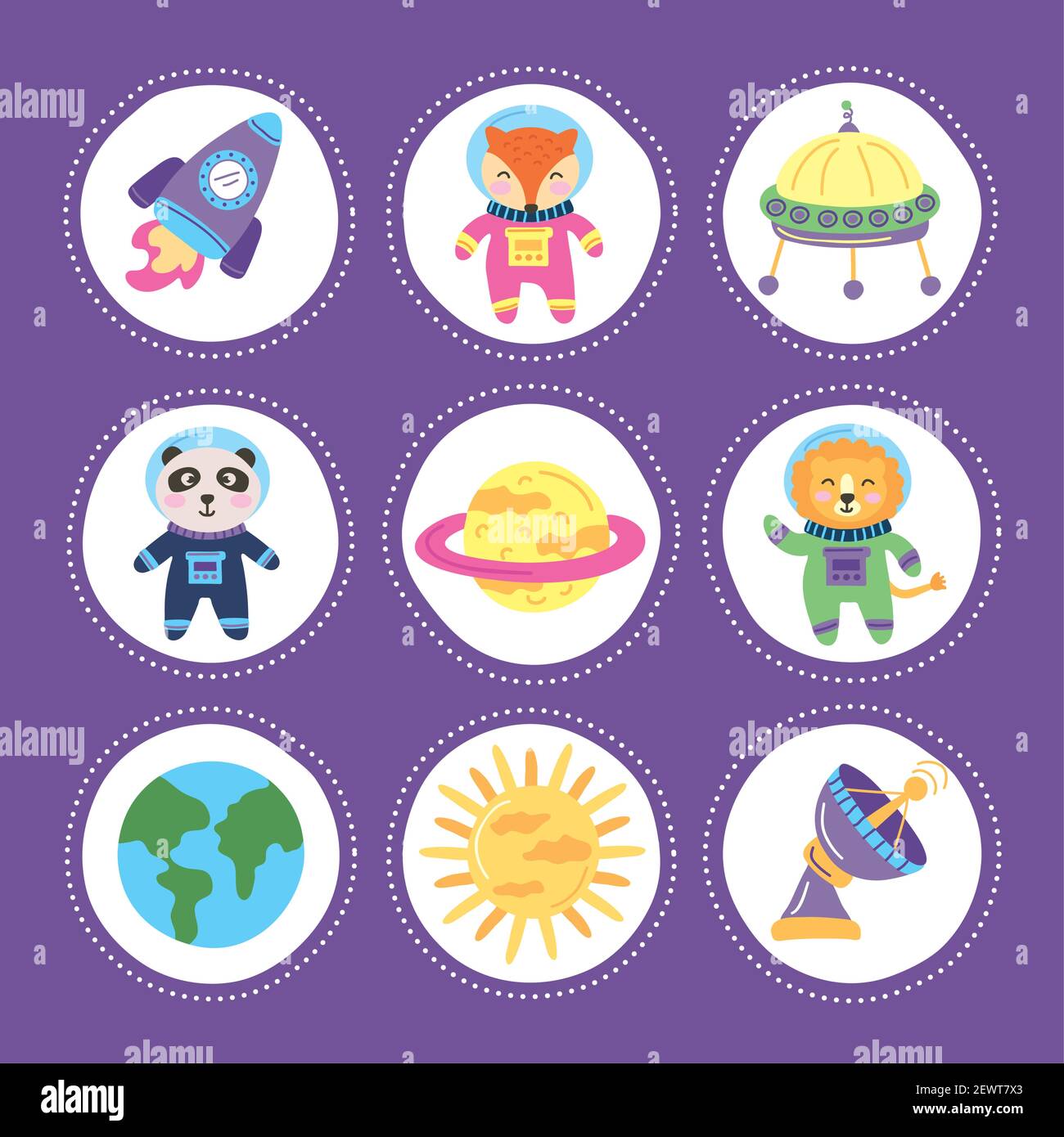 space animals and set icons Stock Vector