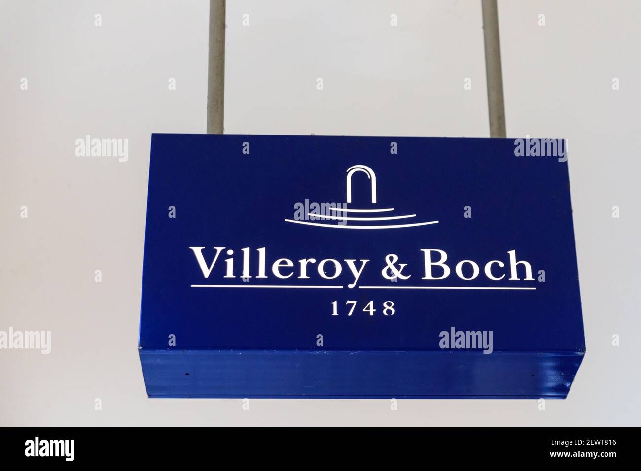 Villeroy & Boch, shop sign and corporate brand logo of porcelaine and sanitary ware manufacturer, Germany Stock Photo