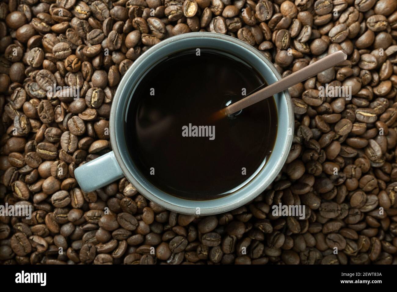 cup of coffee with beans Stock Photo