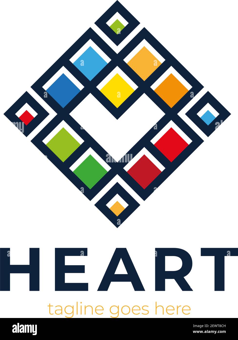 Love Pixel Heart vector Logo. Simple square poly vector illustration ...