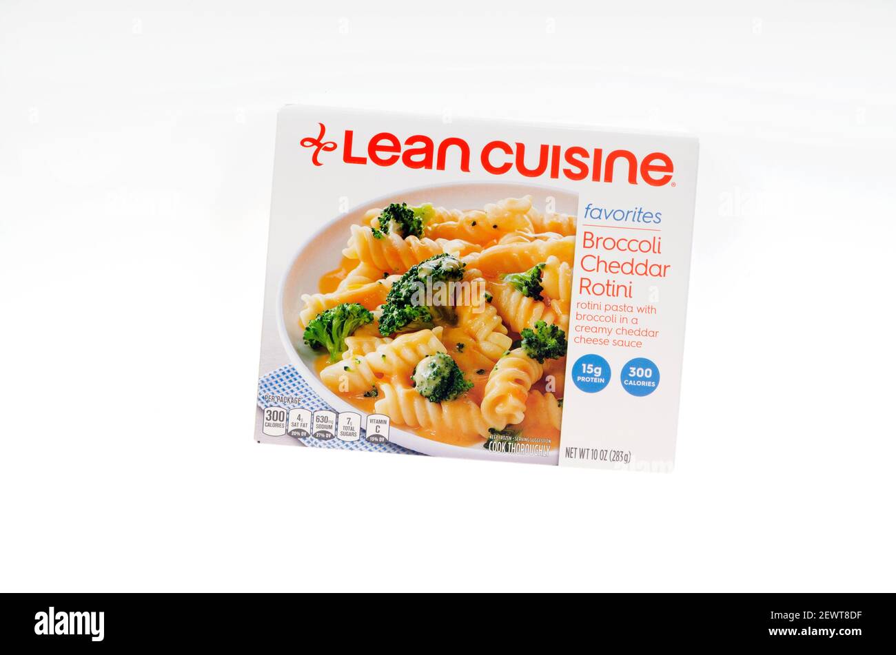 Lean Cuisine Favorites Broccoli Cheddar Rotini Pasta in Sauce Frozen Dinner Stock Photo