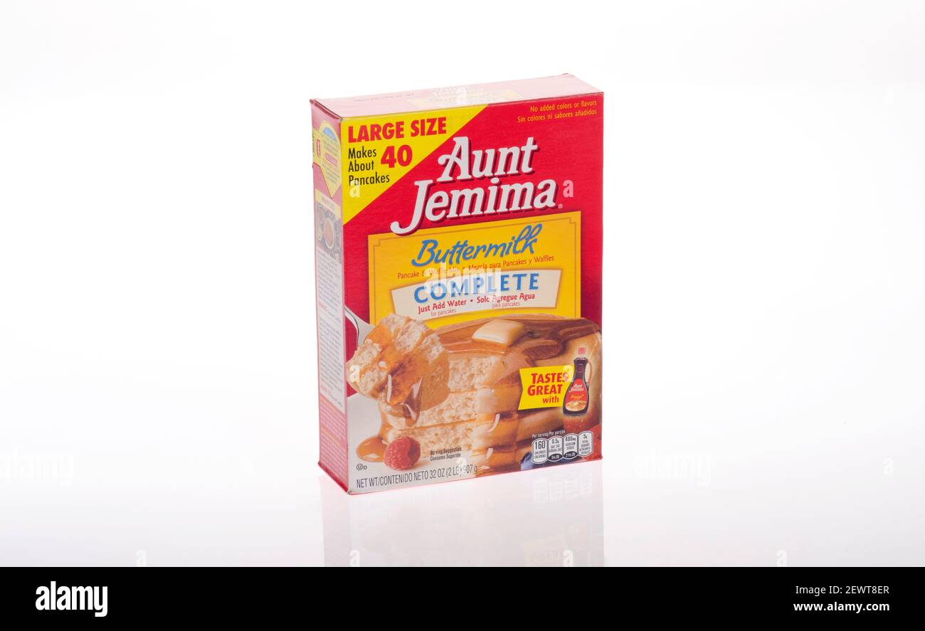 Aunt Jemima Buttermilk Pancake & Waffle Mix Box Stock Photo