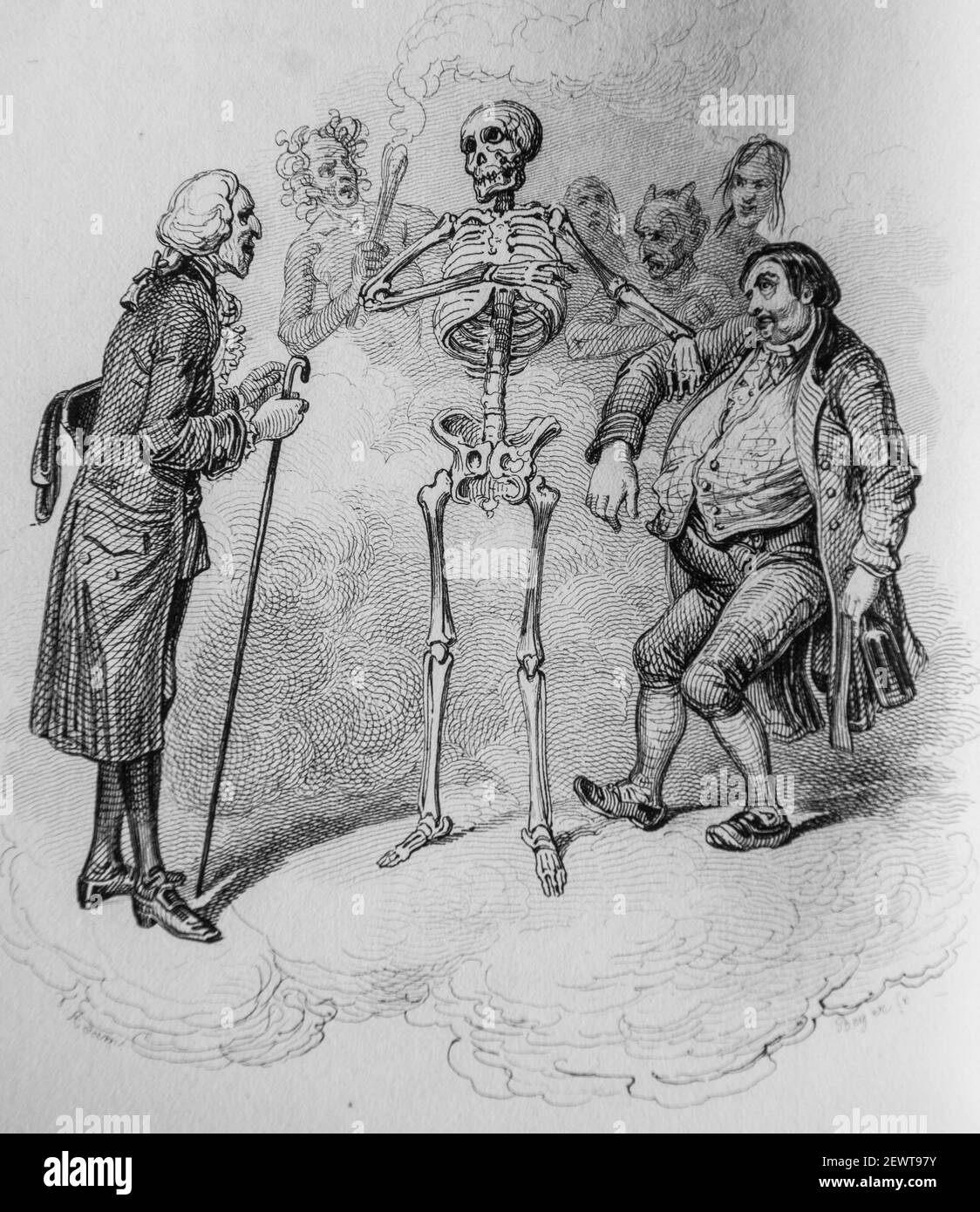 la mort, fables de florian illustrees par victor adam ,editeur delloye,desme 1838 Stock Photo