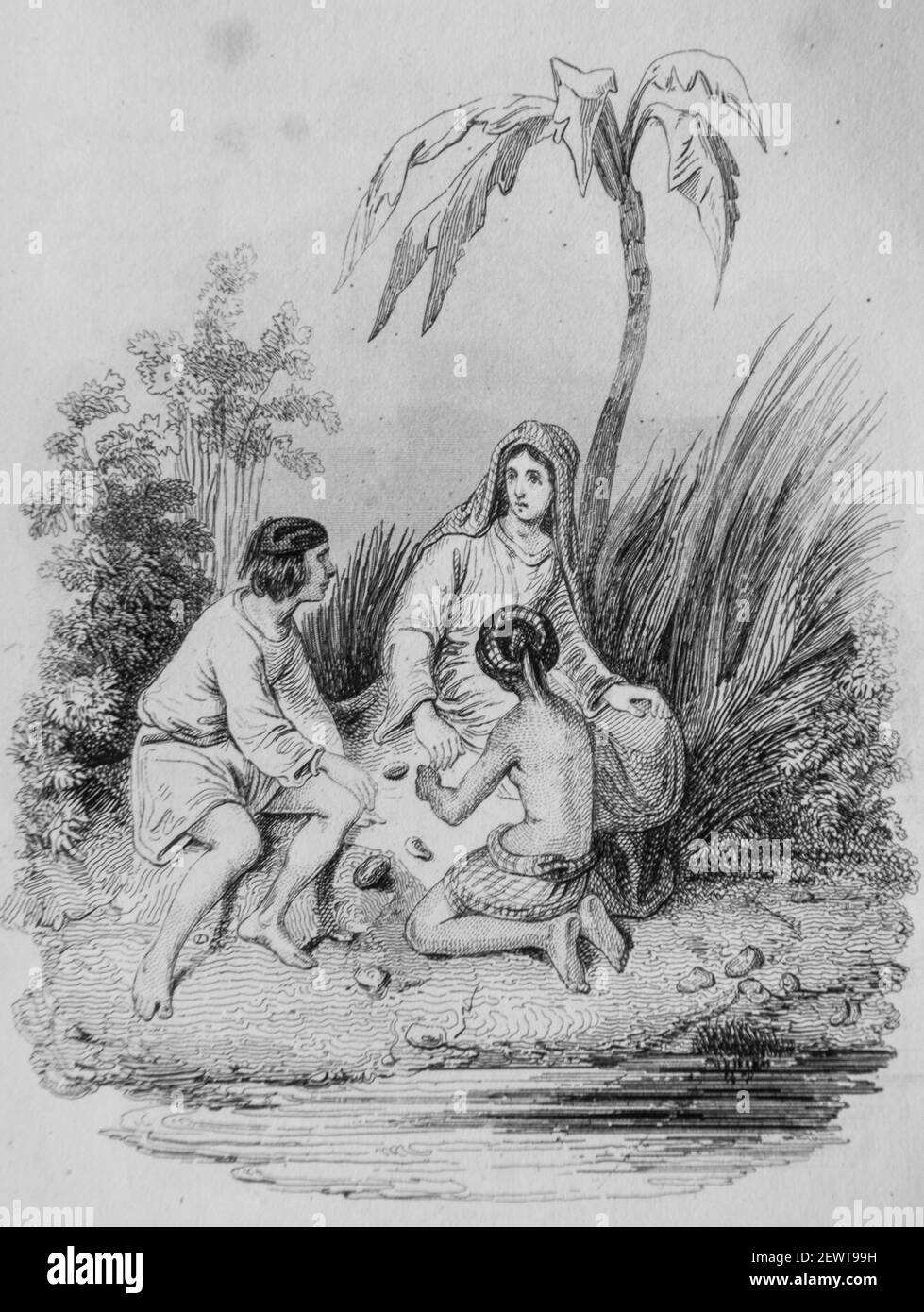 l'enfant et le dattier, fables de florian illustrees par victor adam ,editeur delloye,desme 1838 Stock Photo