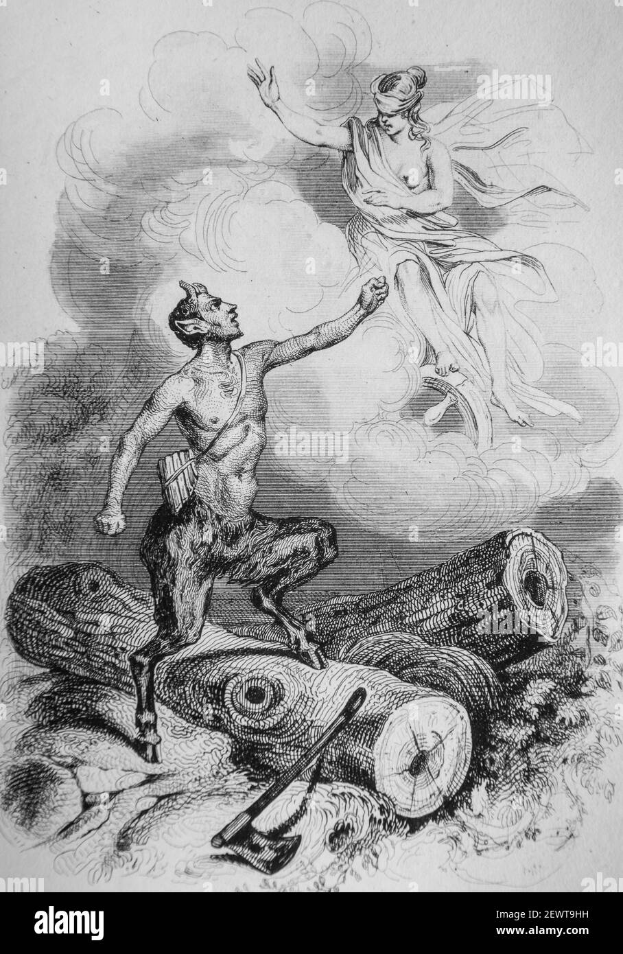 pan et la fortune, fables de florian illustrees par victor adam ,editeur delloye,desme 1838 Stock Photo