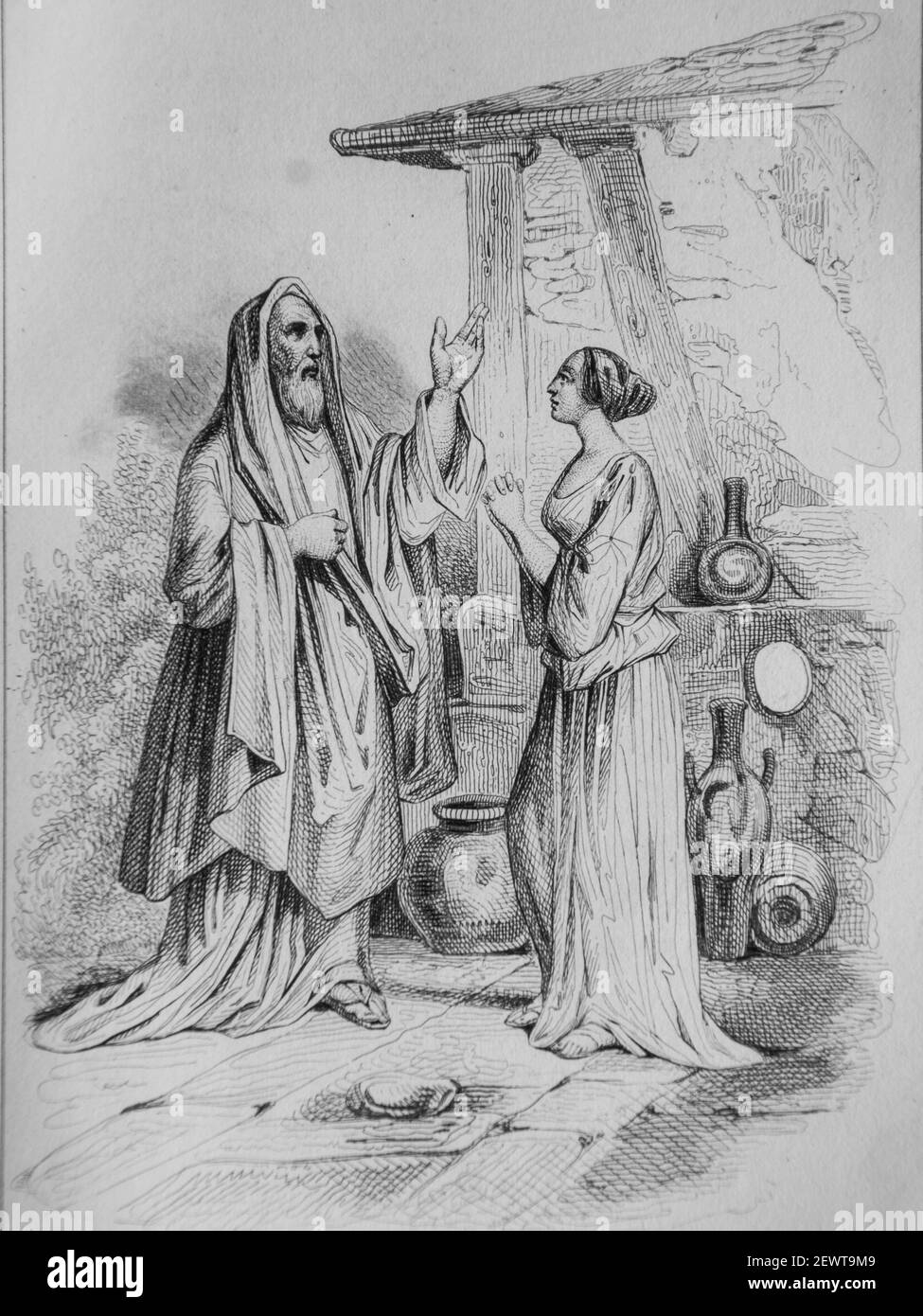 le prete de jupiter, fables de florian illustrees par victor adam ,editeur delloye,desme 1838 Stock Photo