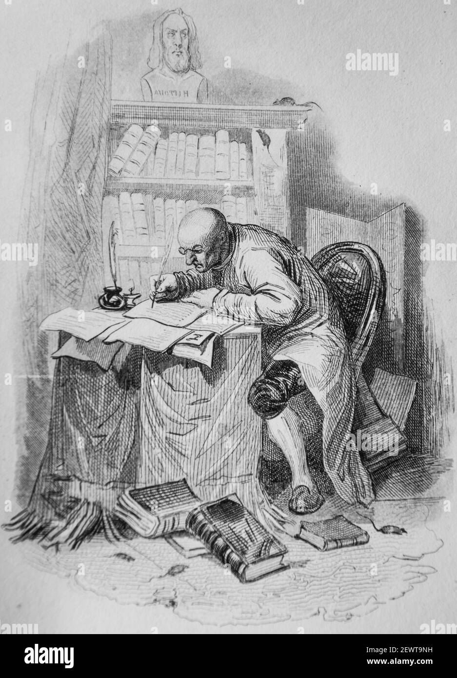 l'auteur et les souris, fables de florian illustrees par victor adam ,editeur delloye,desme 1838 Stock Photo