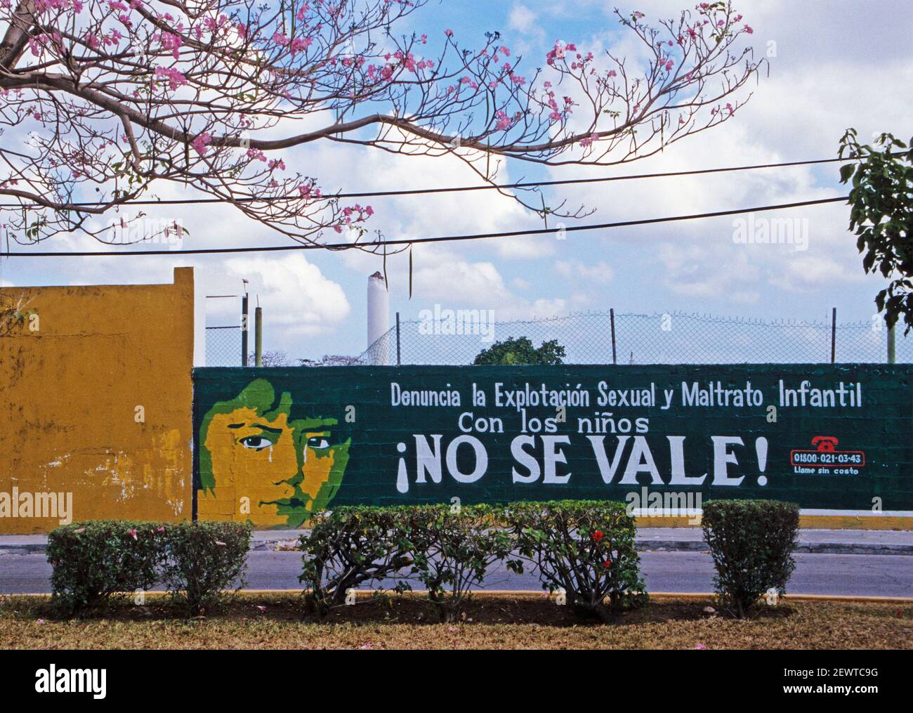 public mural against childrens abuse - Cozumel - Mexico Stock Photo