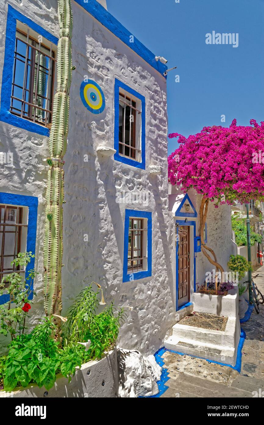 Typical old stone Bodrum house at Bodrum, Turkey. Stock Photo