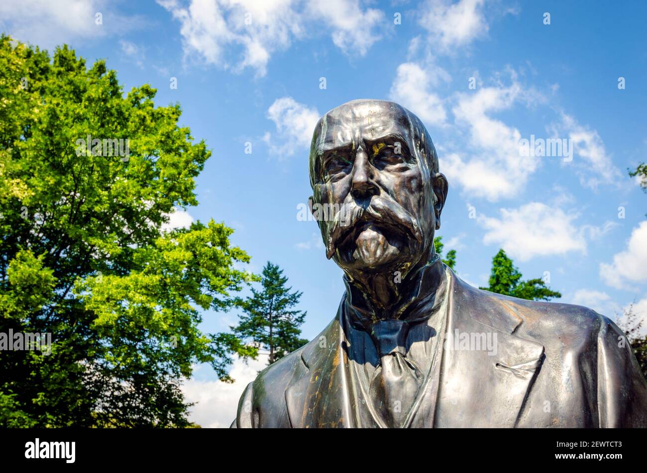 Statue of the first Czechoslovak president, Tomas Garrigue Masaryk, is the last piece of Czech sculptor Otto Gutfreund, Podebrady, Czech Republic. Stock Photo