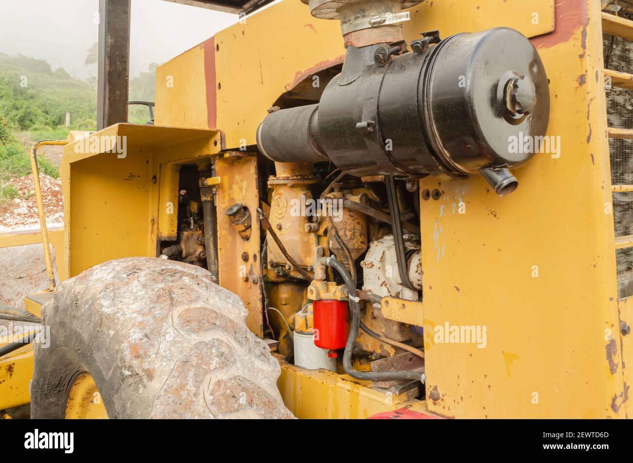 Engine Side Of Roller Compactor Stock Photo Alamy