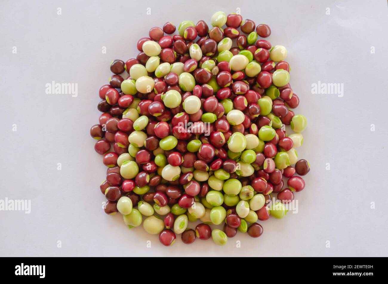 A Mix Of Red And Green Pigeon Peas Stock Photo