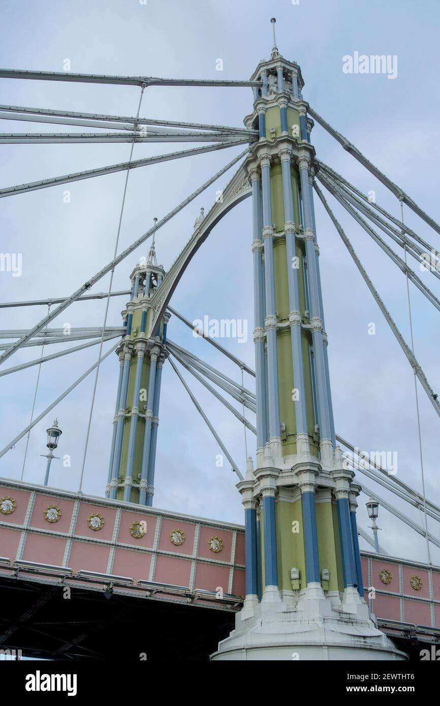 Albert Bridge River Thames London England UK Stock Photo - Alamy