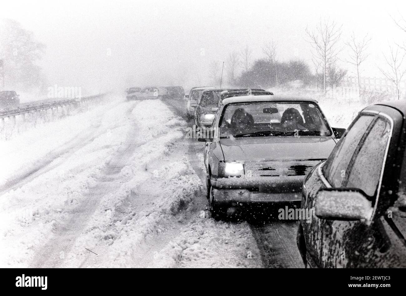 Snow in Oxfordshire December 1990 Stock Photo