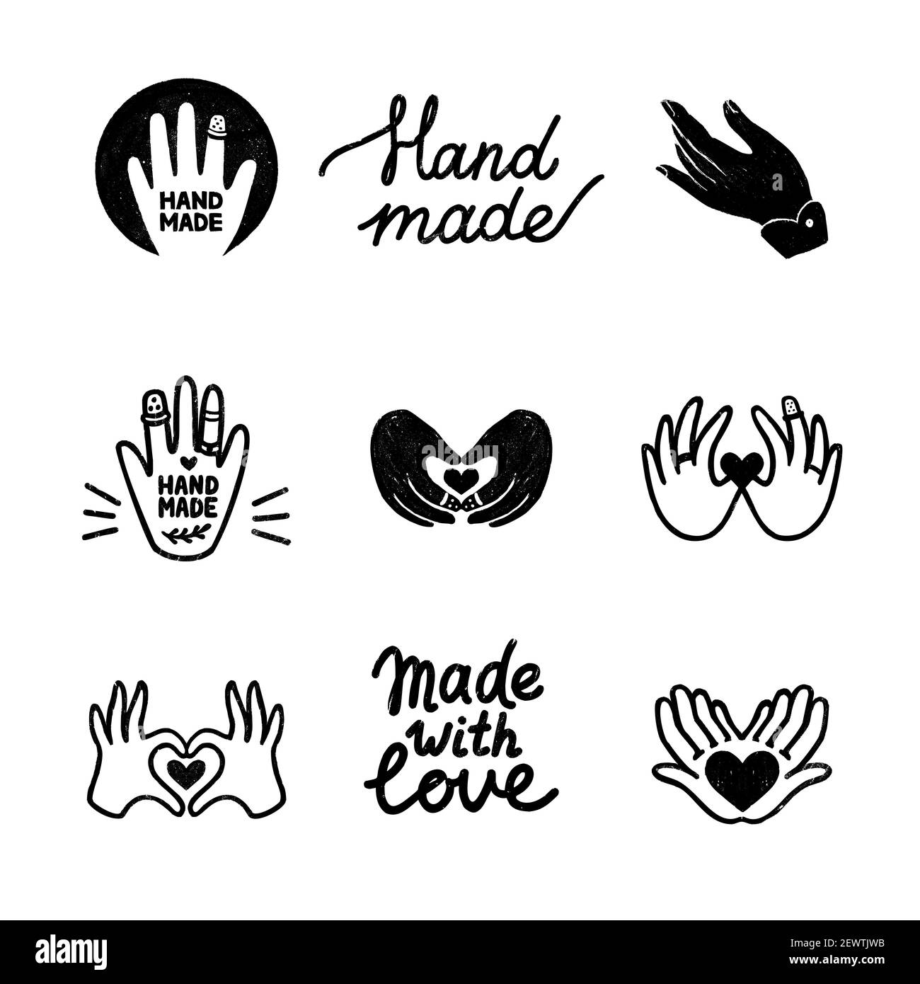 Handmade vector icons set - vintage elements in stamp print style and home  made letterings. Vintage vector illustration for banner and label design  Stock Vector Image  Art - Alamy