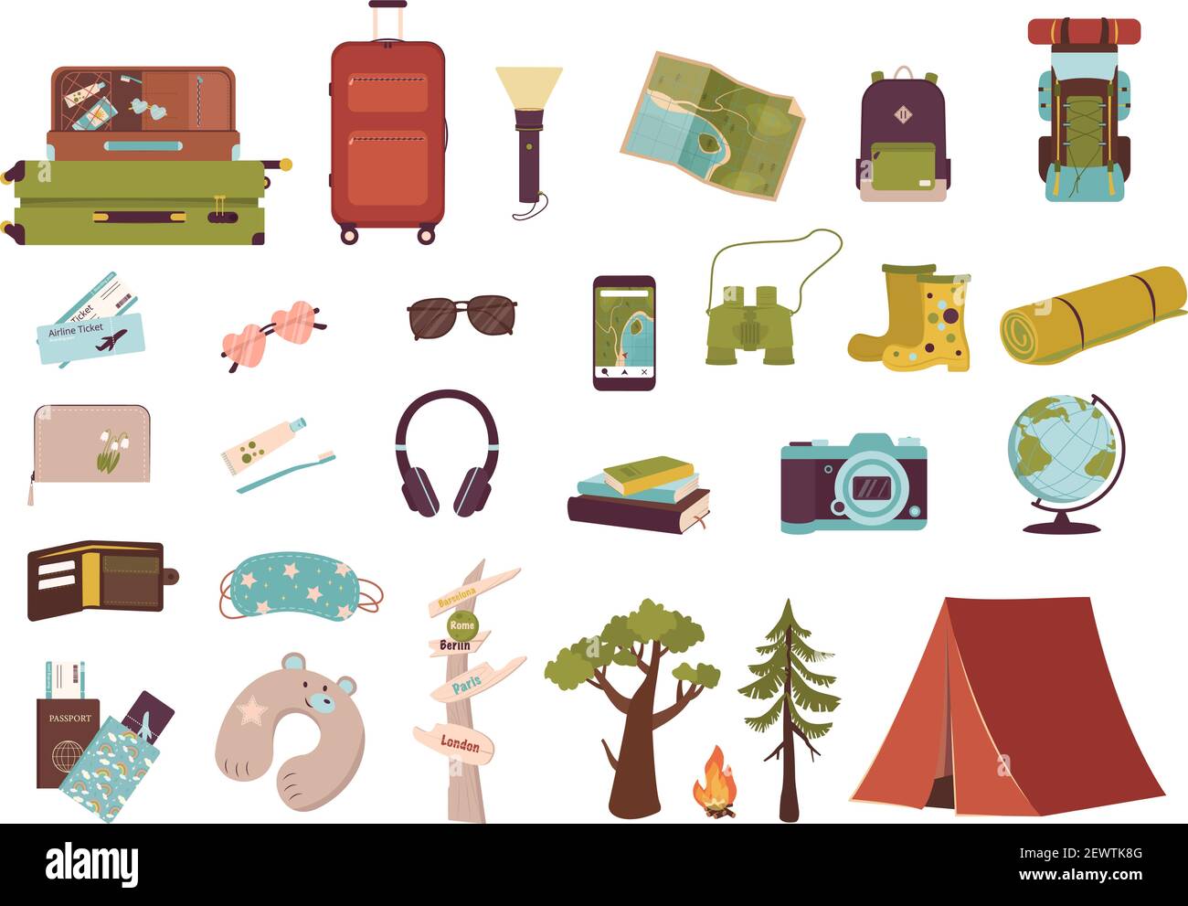 Big set of tourist items for vacation Stock Vector Image & Art - Alamy