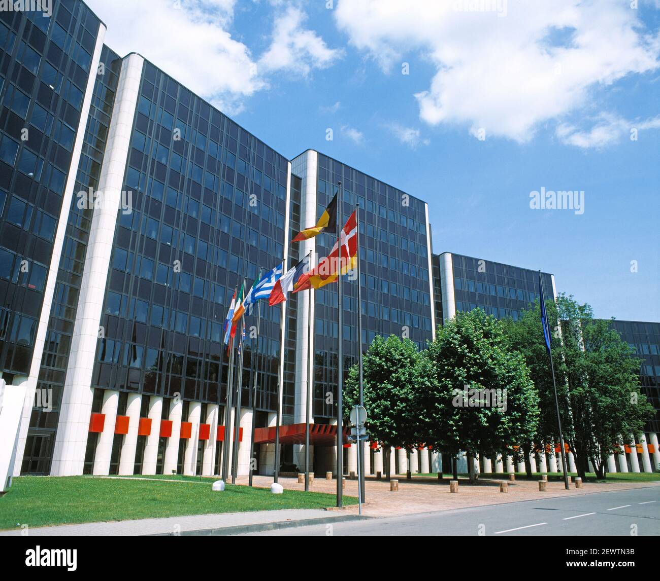 France. Alsace. Strasbourg. Winston Churchill building of the European Parliament. Stock Photo